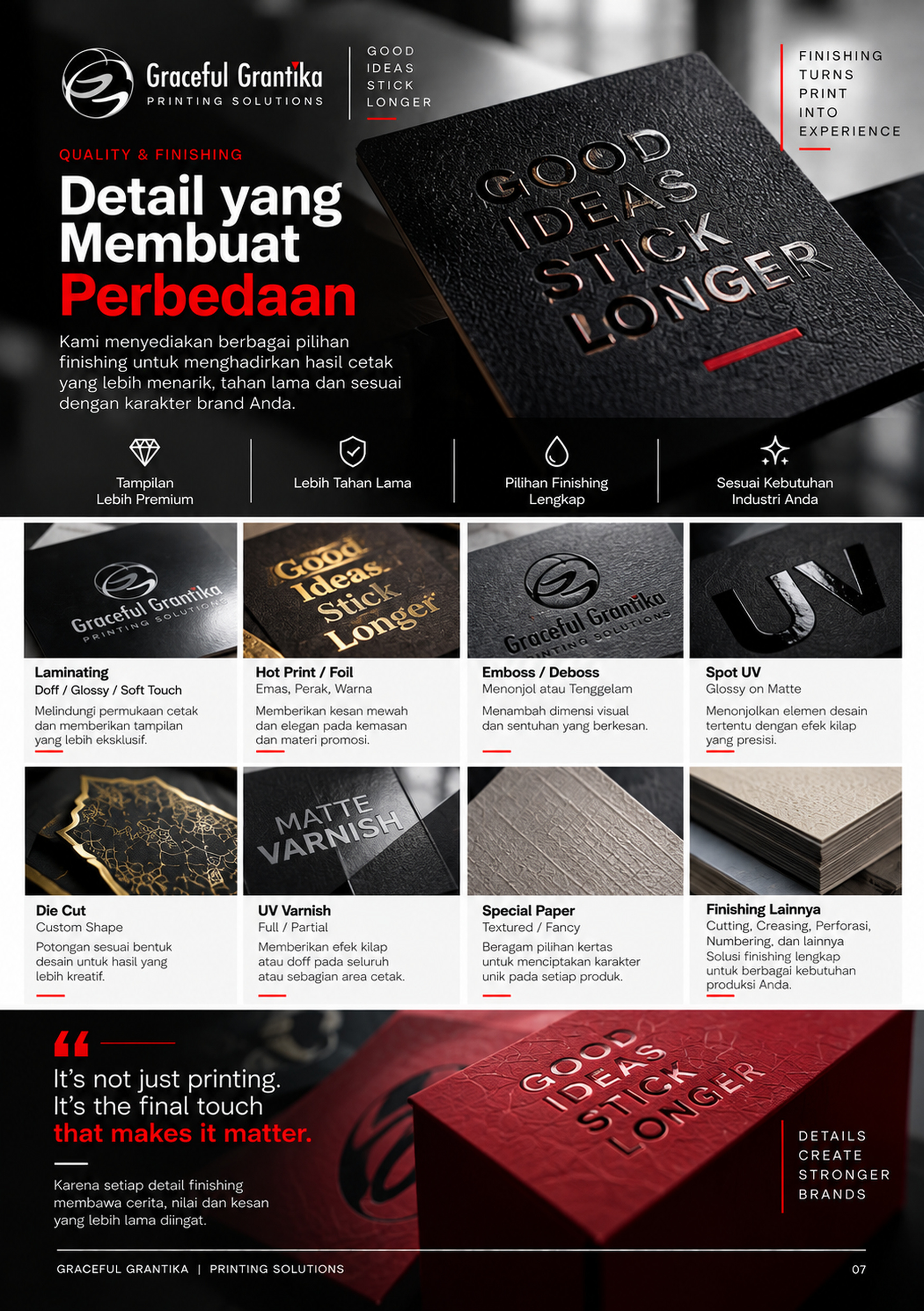 Quality and finishing